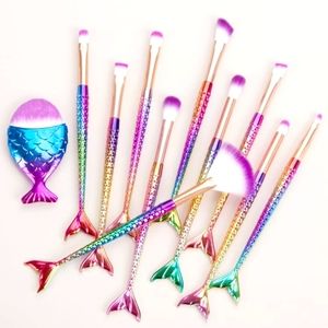 11 PC. MERMAID THEMED MAKEUP BRUSH SET NEW IN ORIGNAL UNOPENED PACKAGE  🧜‍♀️
